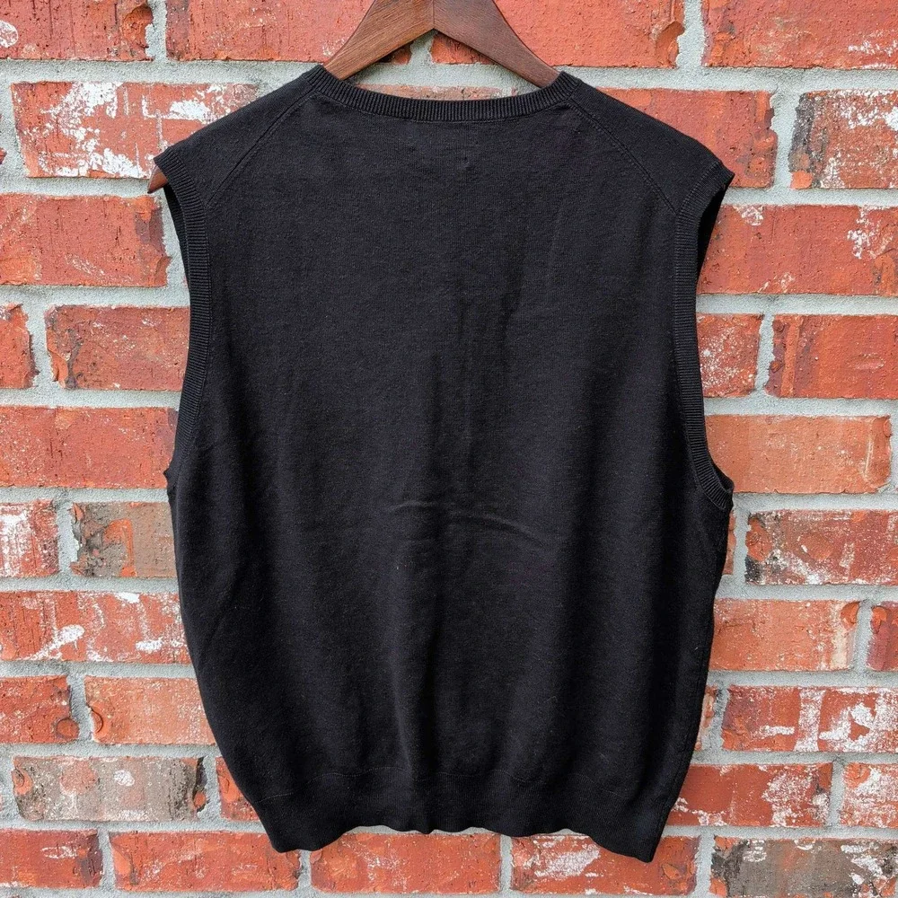 Polo Ralph Lauren Sweater Vest Mens XXL Black Pima Cotton V-Neck Red Pony Logo